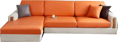 Vista 12 de Fundas de cojín impermeables para sofá, fundas de cojín de piel sintética para sofá en forma de L, protector de muebles para niños, funda de asiento