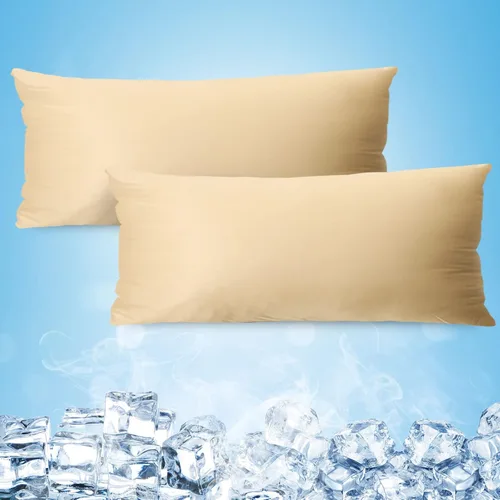 Vista 14 de Solo fundas de almohada refrescantes, juego de 2 fundas de almohada de tamaño Queen con doble cara para el frío, absorben la humedad, con cremallera