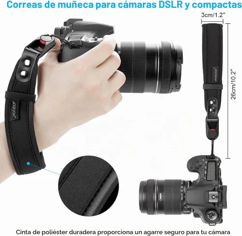 Vista 4 de ARVOK Correa para cámara - Correa de hombro ajustable con correa de muñeca para Nikon Canon Sony Fuji DSLR