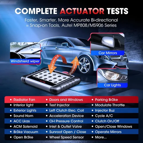 Vista 3 de Autel MaxiCOM MK808 OBD2 herramienta de diagnóstico con todas las funciones de servicio y sistema incluso reajuste de aceite, EPB, BMS, SAS, DPF