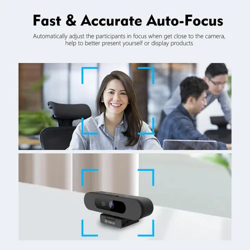 Vista 4 de TOALLIN Cámara web 4K AI con WDR, corrección automática de luz, seguimiento de IA con marco automático, enfoque automático, zoom digital ajustable