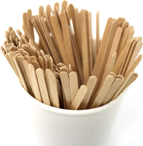 Vista 2 de Agitadores de café de madera, 1000 mezcladores de madera biodegradables desechables con extremos redondos, hechos con madera de abedul natural
