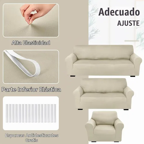 Vista 5 de Peryiter Juego de 3 Fundas para Sofá, Cubiertas de Muebles para Sofá, Loveseat, Sillón, Ajuste de Forma Elástico, Sin Arrugas, Protector de Muebles