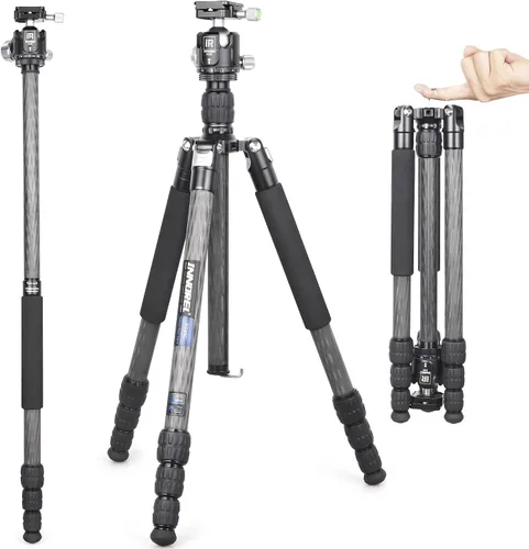 Vista 9 de Trípode INNOREL RT45C portátil de fibra de carbono de 10 capas sin cabeza esférica, trípode compacto y ligero para cámara DSLR, videocámara de video