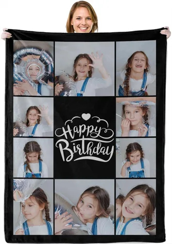 Vista 9 de Abybela Mantas personalizadas con fotos, mantas con fotos personalizadas con mis propias fotos, manta personalizada regalos para el día de la madre