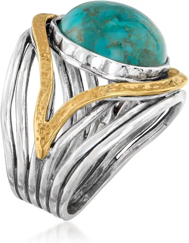 Vista 3 de Ross-Simons Pearl or Gemstone Openwork Ring in Silver and 14kt Yellow Gold