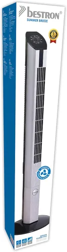 Vista 3 de Bestron Ventilador de torre de diseño con función giratoria, altura 42.1 in, 50 W, negro/gris