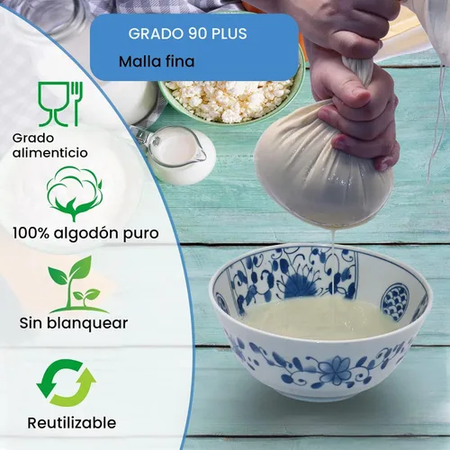Vista 3 de Paquete de 6 bolsas de leche de nuez de 14 x 14 pulgadas, 100% algodón sin blanquear, colador de alimentos, gasa reutilizable, colar leche