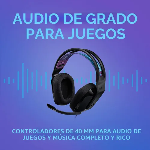 Vista 10 de Logitech G335 - Auriculares para juegos con cable, con micrófono abatible para silenciar, conector de audio de 3.5 mm, almohadillas de espuma