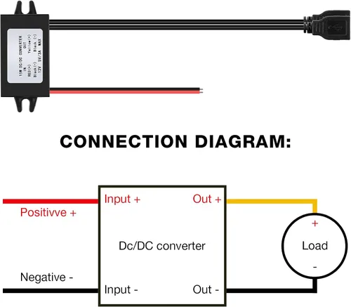 Vista 5 de Convertidor CC Voltaje 12V a 5V 3A 15W Buck Convertidor Module, DC Regulador de Voltaje Reducido Adaptador de Corriente de Coche con Adaptador