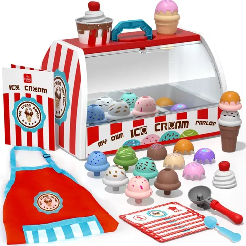 Vista 9 de Lehoo Castle Juguetes de helado para niños pequeños de 3 a 5 años, juguetes para niñas de 3 a 4 años, juego de tienda de helados para niños, regalo