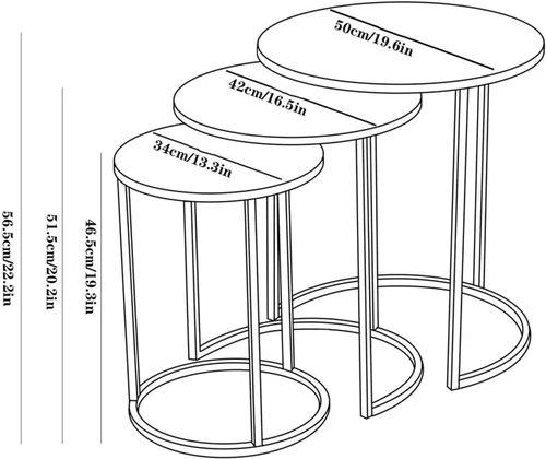 Vista 3 de Mesa auxiliar para sala de estar, sofá, mesa auxiliar de lujo, mesa de comedor, juego de mesa auxiliar de 3 piezas, mesa auxiliar creativa