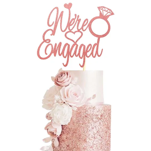 Vista 7 de Just Engaged - Decoración de pastel para decoración de fiesta de compromiso, letrero de anillo de compromiso, decoración de pastel de despedida