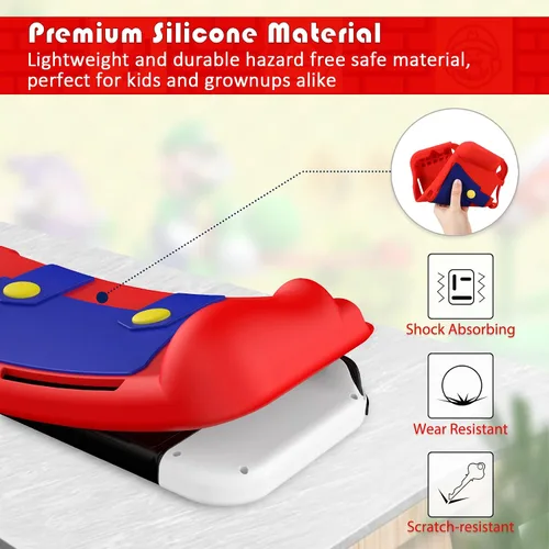 Vista 5 de KENOBEE Funda de silicona compatible con Nintendo Switch OLED modelo 2021, suave, ligera, con agarre ergonómico, con absorción de golpes y diseño