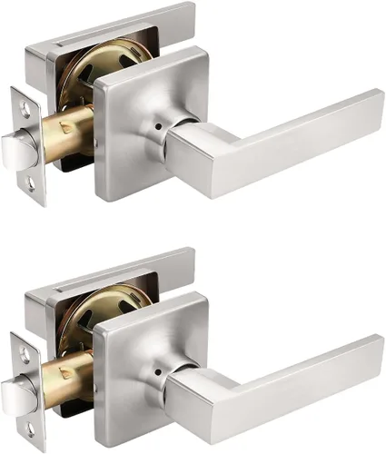 Vista 8 de Mengico Paquete de 1 cerradura de puerta, manijas de puerta negras para interiores, palanca de puerta interior izquierda o derecha, manija de puerta