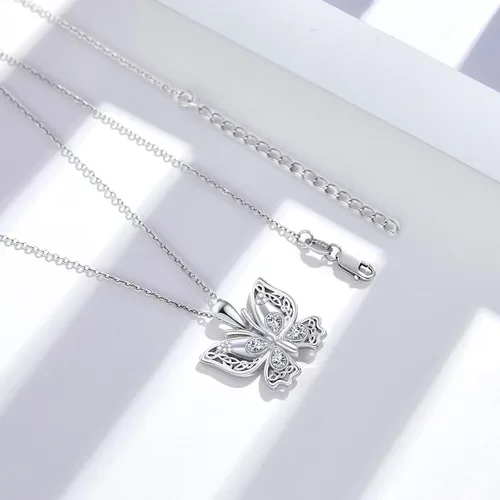 Vista 2 de Butterfly Necklace S925 Sterling Silver Butterfly Pendant Necklace Sparkly Cubic Zirconia Butterfly Necklace Butterfly Jewelry Gift for Women Girl