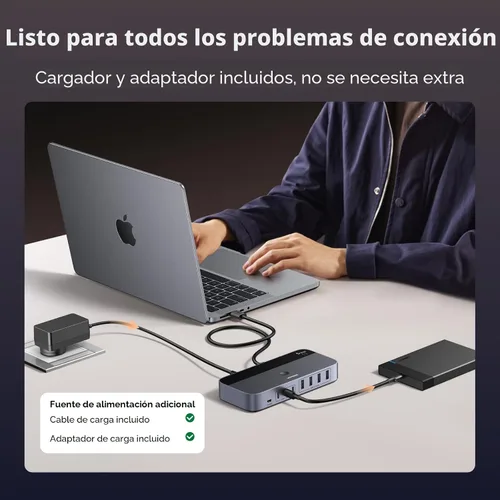 Vista 5 de UGREEN Interruptor USB 3.0 de 2 entradas y 7 salidas, conmutador USB para compartir dispositivos USB A y C entre 2 computadoras (4USB-A + 3USB-C)