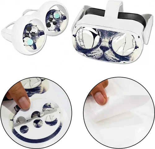 Vista 3 de LCHH -Calcomanías de vinilo para auriculares VR, compatibles con Oculus Quest 2, auriculares y controladores de realidad virtual, calcomanía