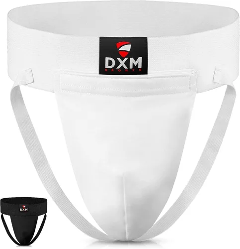 Vista 8 de DXM SPORTS Groin Protector Cup Men, Boxeo Kickboxing MMA Muay Thai Sparring Groin Guard, Ventilado Ajustable, Karate Fighting Training, Ropa