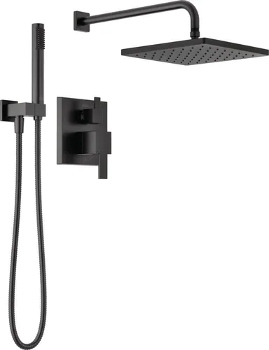 Vista 15 de Sistema de Ducha de Lluvia Cuadrado Delta Modern Serie 14, Conjunto de Grifo, Cabezal de Ducha de Lluvia Oro Cepillado y Conjunto de Mango, Kit