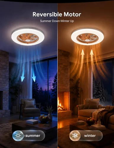 Vista 7 de Ventilador de Techo Orison con Luz - Ventilador de Techo Moderno de Montaje Empotrado Cerrado 57 cm LED Atenuable sin Aspas con Control Remoto