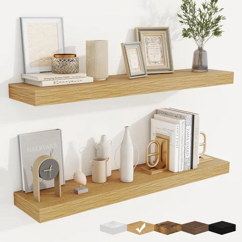 Vista 40 de fuqing Estantes flotantes para pared, estante flotante de madera montado en la pared con soportes invisibles para sala de estar, baño, dormitorio