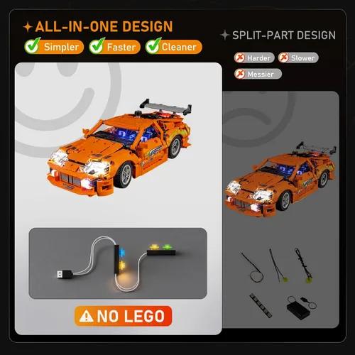 Vista 5 de LIGHTAILING Luz para Lego-42204 Fast and Furious Toyota-Supra-MK4 - Kit de iluminación LED compatible con el modelo de bloques de construcción Lego