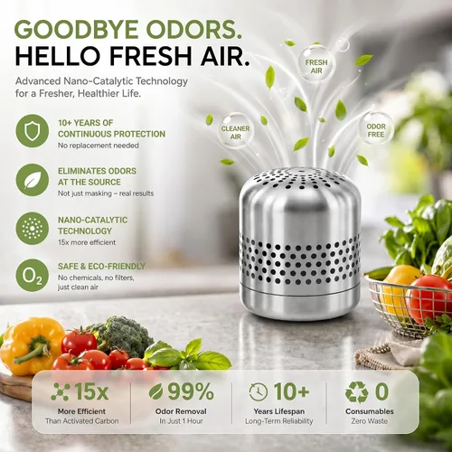 Vista 5 de Desodorizador para Refrigerador – Dura 10 Años, Eliminador de Olores de Larga Duración para Refrigerador, Armario, Automóvil – Más Eficaz que