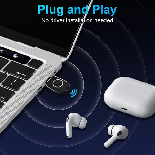 Vista 5 de ZIOCOM Adaptador Bluetooth USB-C para PS5, Bluetooth 5.3 Dongle con APTX LL Transmisor de audio inalámbrico para auriculares y auriculares,