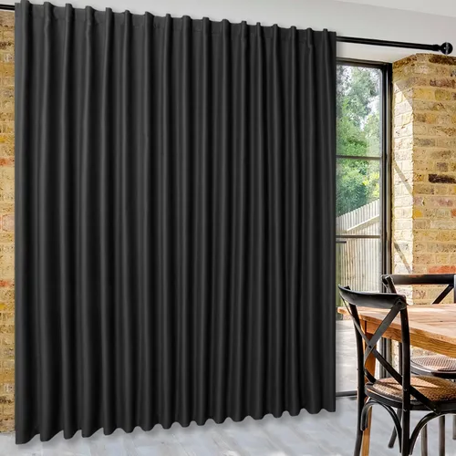 Vista 17 de DWCN Cortina opaca divisora de privacidad para puerta corrediza de patio, cortinas térmicas extra anchas con pestaña trasera y bolsillo para barra