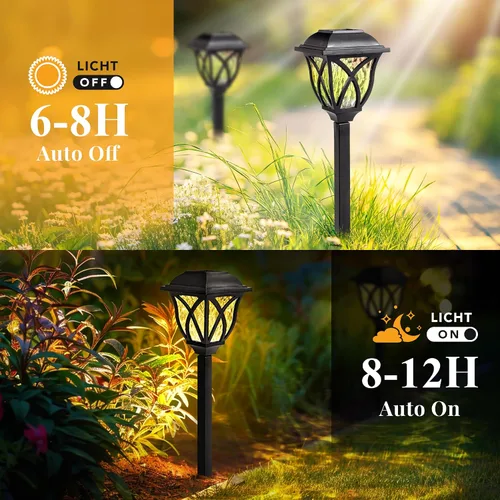 Vista 5 de GIGALUMI Paquete de 6 luces solares impermeables para exteriores, luces LED solares de jardín, decoraciones al aire libre, decoración de jardín