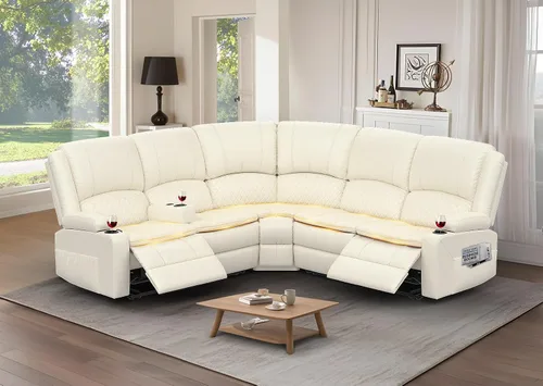 Vista 35 de Yolsali Sofá reclinable, sofá reclinable manual de 3 plazas con cojín de 2 niveles, sofás reclinables para sala de estar con consola removible