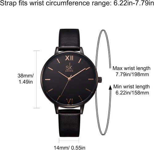 Vista 6 de SHENGKE - Reloj de pulsera para mujer con correa de piel, Decent, Casual, Geneva, a prueba de agua, para mujeres creativas