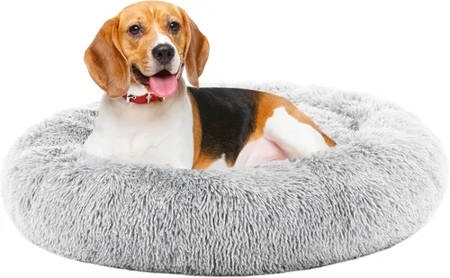 Vista 15 de DUMOS Cama redonda de felpa de piel sintética mullida para perros grandes, lavable a máquina, de 30.7 x 30.7 pulgadas, cama redonda antideslizante