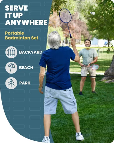 Vista 3 de Boulder Raquetas de bádminton deportivas, juego de raqueta de bádminton ligera con 3 volantes y estuche de raqueta, juego de bádminton para patio