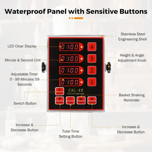 Vista 6 de BEAMNOVA Temporizador digital de cocina de 4 canales con alarma ajustable fuerte, temporizador de cocina comercial de acero inoxidable