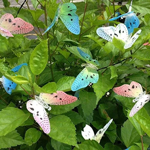 Vista 2 de Tiras de luces soles de 24 LED con forma de mariposa resistentes al agua para exteriores, jardín, patio, dormitorio, balcón e interiores