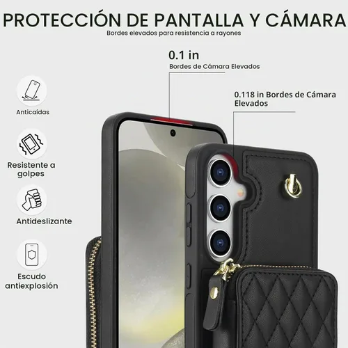 Vista 8 de Asuwish Funda de teléfono para Samsung Galaxy S25 5G Wallet Cell Cover con protector de pantalla de vidrio templado, correa cruzada de muñeca