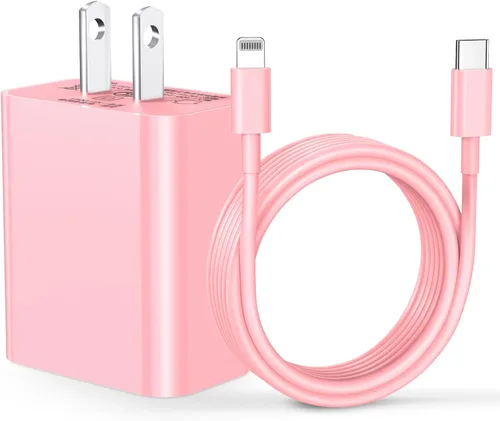 Vista 7 de Cargador para iPhone de carga rápida, [certificado MFi] Cargador de pared USB C de 20 W con cable USB C a Lightning de 6 pies, cable de carga rápida
