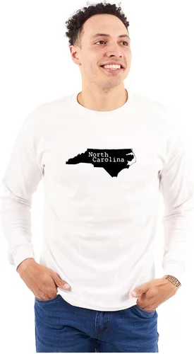 Vista 16 de North Carolina State Map Shape Souvenir NC Camiseta de manga larga para hombres y mujeres