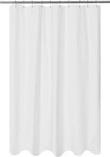 Vista 9 de Forro de cortina de ducha en relieve de microfibra para cabina de 48 x 72 pulgadas, cortina de baño de tela suave lavable y repelente al agua, Blanco
