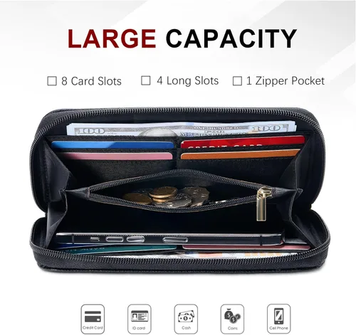 Vista 2 de Travelambo Cartera con borla plegable para mujer, bolso de mano con correa para la muñeca, bolso largo