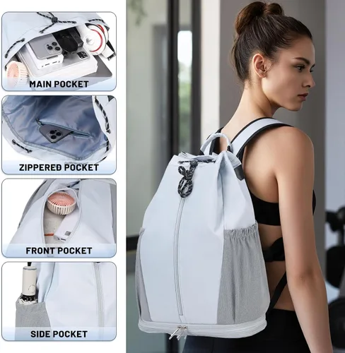 Vista 3 de mygreen Mochila con cordón para gimnasio con compartimento para zapatos