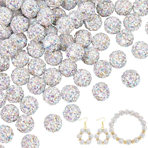 Vista 27 de PH PandaHall - 240 piezas de cuentas de strass en 24 colores, cuentas de cristal de 10 mm, cuentas de bola de discoteca con strass, cuentas