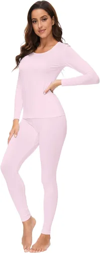 Vista 4 de WiWi Conjunto de pijama de viscosa suave de bambú para mujer, ropa interior térmica larga, súper cálida, capa base, pantalones de pijama S-3X