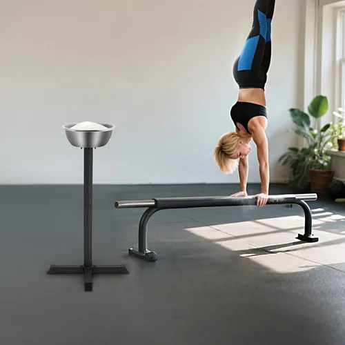 Vista 3 de Soporte de tiza portátil para gimnasio, 21.6 x 21.6 x 42.3 pulgadas, soporte independiente con tazón, para profesores de educación física, atleta