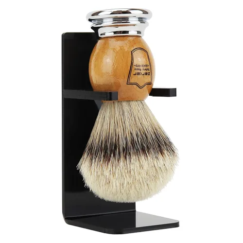 Vista 2 de Cepillo de afeitar Parker 100% Silvertip Badger - Mango de madera de olivo Nudo largo loft de 0.866 in con soporte de resina, cerdas súper suaves