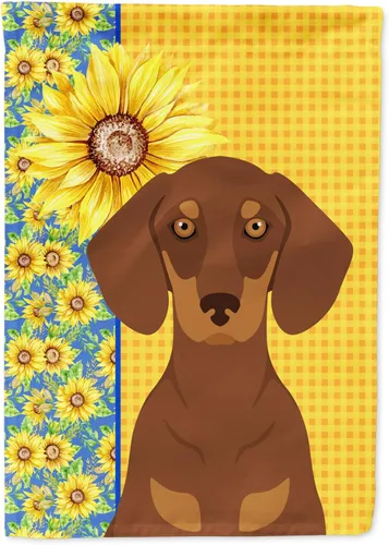 Vista 282 de Caroline's Treasures WDK5313GF Bandera de jardín con diseño de girasoles de verano, color negro y tostado, Airedale Terrier para buzón, bandera