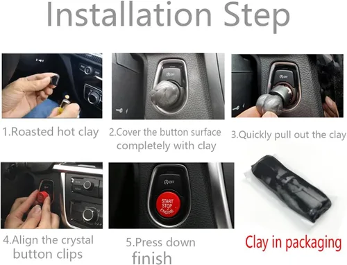Vista 5 de Lanyun Reemplazo para BMW rojo interruptor de arranque de motor botón de encendido ajuste E Código de chasis BMW E60 E90 E91 E92 E93 E84 E70 E71 E72