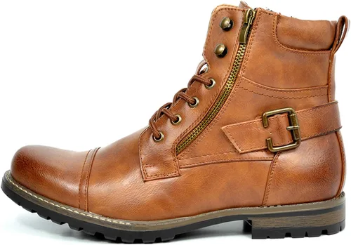 Vista 2 de Bruno Marc Men's Motorcycle Combat Boots Zipper Biker Boot